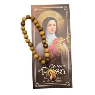 Imagem de Terço Coroa Novena das Rosas Santa Teresinha conta madeira ARL3461 - A