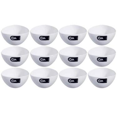 Imagem de 12 Cremeiras 250ml Cumbuca Plástica Branca Petiscos Potes Triangulares