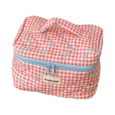 Imagem de Bolsa De Cosméticos Feminina Grande Capacidade Com Padrão De Laço Fofo