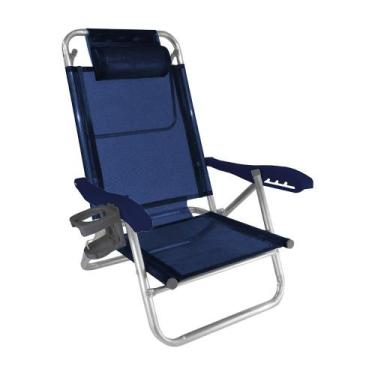 Imagem de Cadeira de Praia Alumínio Reforçada 5 Posições Top Line Marinho Zaka 1