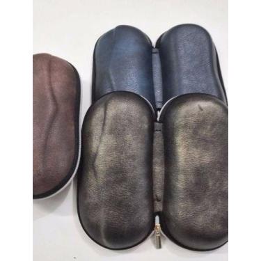 Imagem de 5 Estojo Case Case P/ Oculos Solar E Grau C/ Zipe Pu Couro - OEM, Cinz