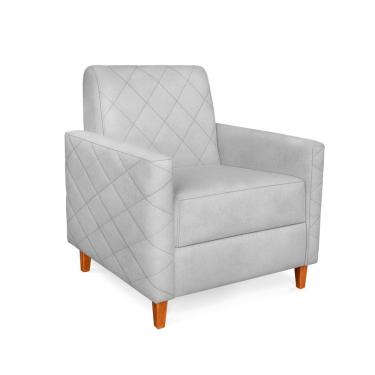 Imagem de Poltrona Liana Veludo Prata Pés De Madeira - Pallazio