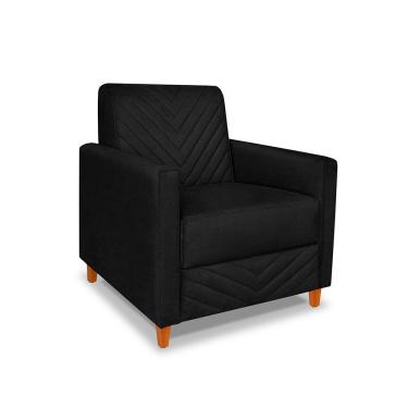 Imagem de Poltrona Camila Veludo Pés De Madeira - Pallazio Cor Preto