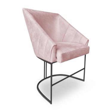 Imagem de Poltrona Luxo Alana Suede Rosa Bebê Base Ferro Preto - Pallazio