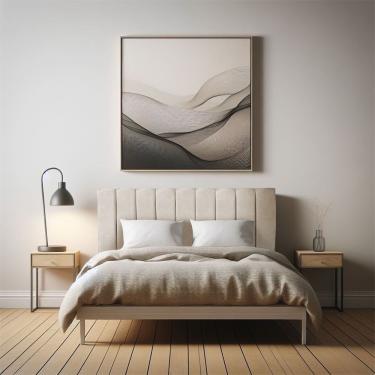 Imagem de Cabeceira Casal 1,40m Holanda Suede Bege - Pallazio