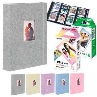 Imagem de Kit Albúm Cinza Para Fotos Instax + 20 Filmes Instax Mini Branco E Mac