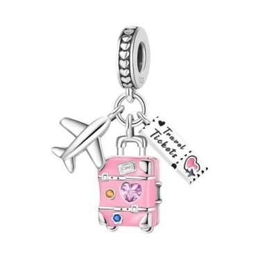 Imagem de Pingente De Salto Alto Rosa Com Formato De Bolo, Contas De Prata Ester