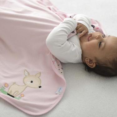 Imagem de Manta para Bebê Malha Suedine 78 cm x 95 cm Baby Joy, Animais Rosa