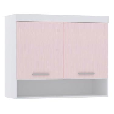 Imagem de Armário Aéreo Maleiro 97cm 2 Pts Alpes Luciane Móveis Branco Pf/rosa Pf