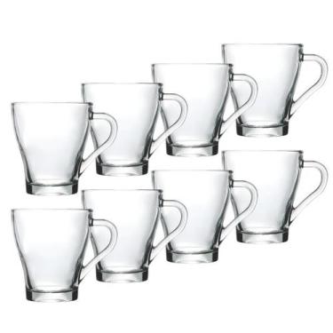 Imagem de Jogo 8 Canecas Xícara Café Cappuccino Expresso Vidro 250ml - CLICK HOU