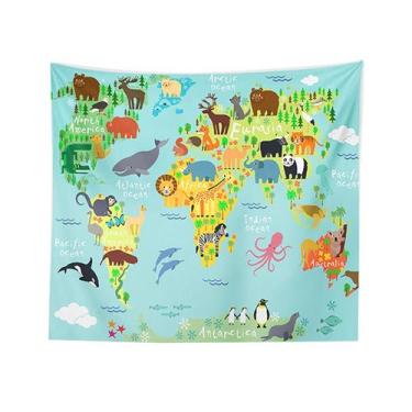 Imagem de Tapeçaria, cor, mapa do mundo, animal, 150x100cm, microtecido - yiweis