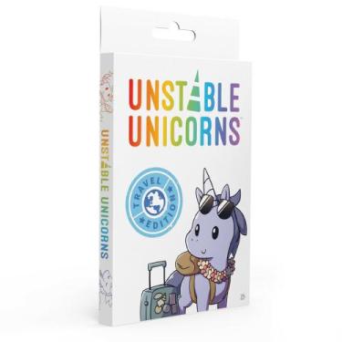 Imagem de Jogo de cartas Unstable Unicorns para viagens em família com baralho d