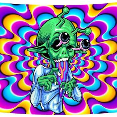 Imagem de Tapeçaria Alien Room Aesthetic Wall Tapestry, 200x150cm, microtecido -