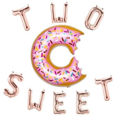 Imagem de Kit de balões TWO SWEET Mylar Donut, 9 unidades para festa de bebê - y