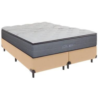 Imagem de Cama Box Queen e Colchão Ares Molas Ensacadas Colchobel Ocre