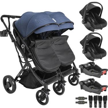 Imagem de Carrinho Kiddo para Gemeos 2 Bebe Conforto Colinho 2 Base Vox Marinho