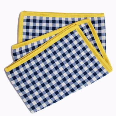 Imagem de Jogo Americano Xadrez Azul - Tecido Nobre (2 unidades) - Pomar Decoraç