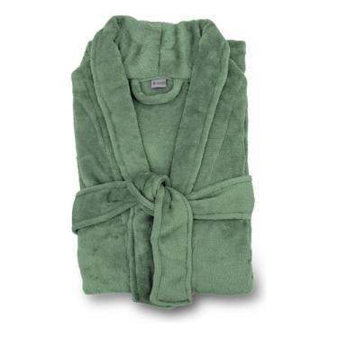 Imagem de Roupão Appel Plush Flannel Estampado Toque Macio Cor:Verde ErvasTamanh