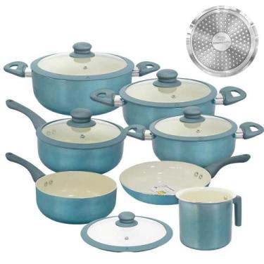 Imagem de Jogo de Panelas de induçao Revestimento Cerâmica Genebra Plus 7 Peças 