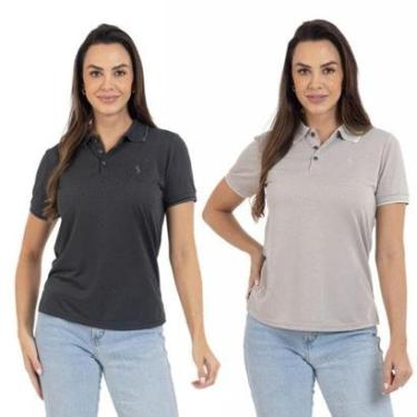 Imagem de Kit 2 Camisa Polo Feminina Piquet Viscose Casual-Feminino