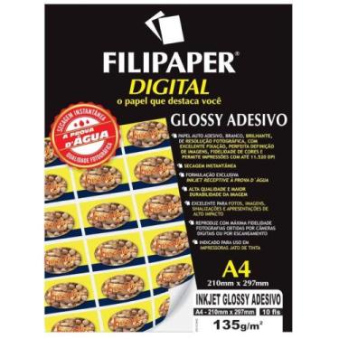 Imagem de Papel Fotográfico A4 Filipaper 135g Glossy Adesivo 10Fls - FILIPERSON