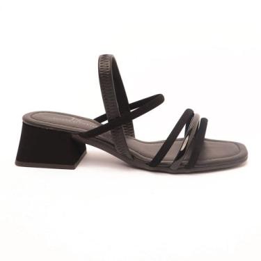 Imagem de Sandália Sapato da Corte Salto Bloco Médio Calce Fácil, K preto, 37