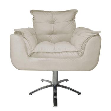 Imagem de Jogo 2 Poltronas Estofada Consultório Base Giratória de Metal Opala Suede Bege - LM DECOR