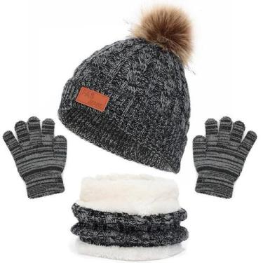 Imagem de Kit inverno infantil gorro cachecol luva bebê touca de lã - Modas Fagu