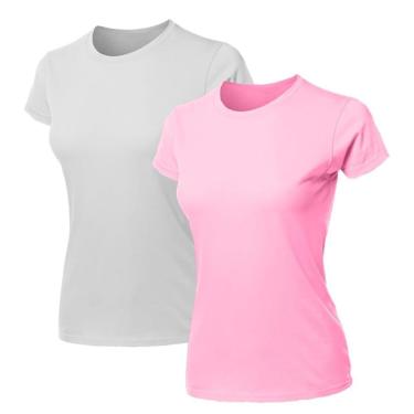 Imagem de Kit 2 Blusa Feminina Camiseta Lisa Básica Algodão Camisa Baby Look Blusas-Feminino