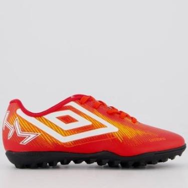 Imagem de Chuteira Umbro Heatmap Society Juvenil Vermelha e Laranja-Masculino