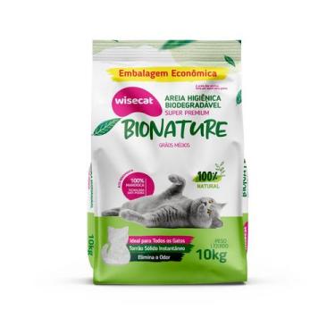 Imagem de Areia Higienica Gatos Biodegradavel Bionature Grãos Médios 10Kg - WISE