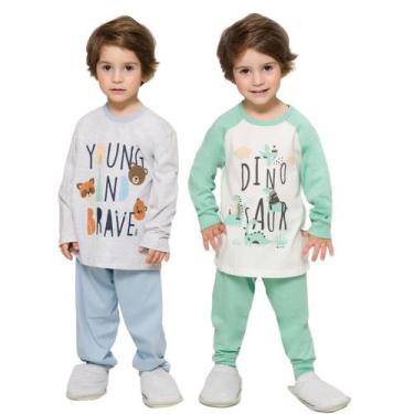 Imagem de Kit 2 Pijamas Bebê Menino Manga Longa e Calça Algodão 001516 - Evanild