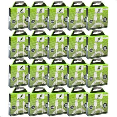 Imagem de Kit 20 Cabo Carregador Micro Usb V8 2a Atacado Revenda Branco C/nf - X