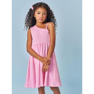Imagem de Vestido Infantil Menina Ombro Só Rosa Mundo Cinti, Rosa, 4