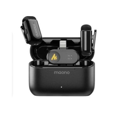 Imagem de Microfone De Lapela Maono Wave T1 Mini Sem Fio Lightning Preto Wm622 P