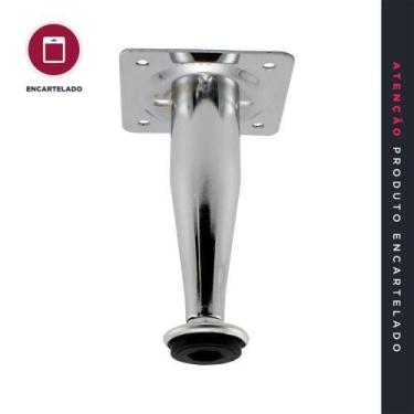 Imagem de Pé para ármario gabinete móveis p&j 100mm metal cromado cônico com 1 p