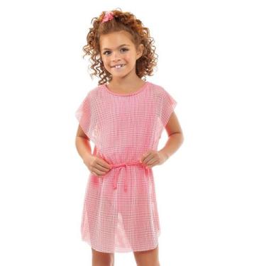 Imagem de Saida de Praia infantil Vestido Menina Praia Verão Tela Neon - Kamylus