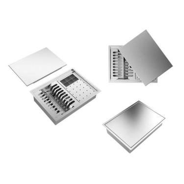 Imagem de Canal Equipado Calha Úmida Quadrada Pratic 3 Módulos Com Tampa Inox 43