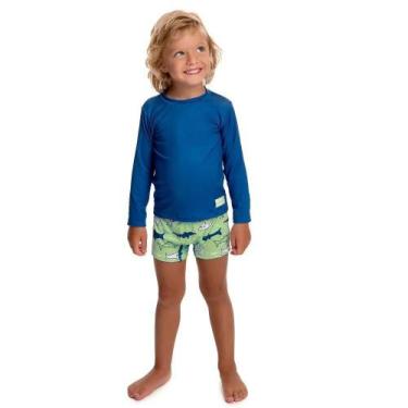 Imagem de Conjunto Menino Com Proteção Solar UV+50 Tubarão - By Gus, 2, Azul