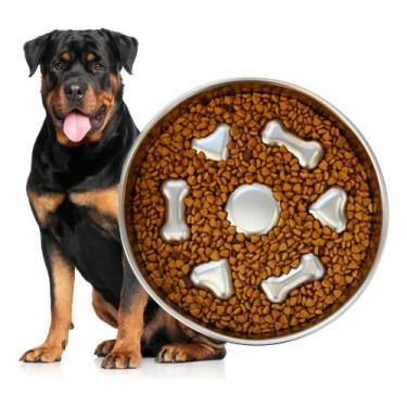 Imagem de Newpet Tigela De Aço Inoxidável P Alimentação Lenta De Cães Cor:Pratea