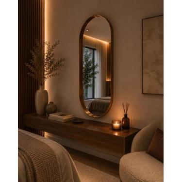 Imagem de Espelho luxo oval decorativo 115x60cm banheiro sala quarto hall moldur