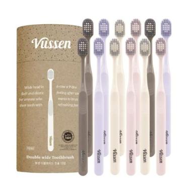 Imagem de Escova de dentes Vussen Double Wide 53 furos cerdas macias, kit com 12