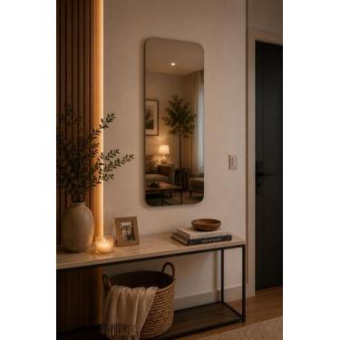 Imagem de Espelho decorativo retangular 60cmx35cm moderno luxo sala quarto banhe