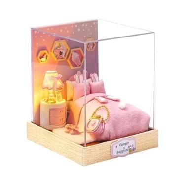 Imagem de Kit De Casa De Bonecas Em Madeira Com Luz LED DIY, Quebra-Cabeça 3D Pa