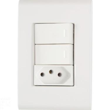 Imagem de Conjunto 4x2 com 2 Interruptores Simples 10 A 250 V e 1 Tomada 2P+T 20