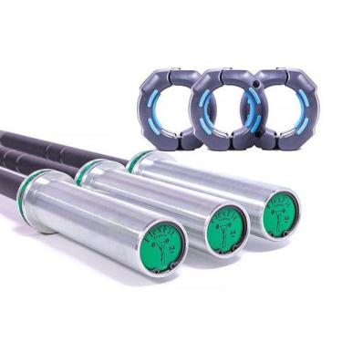 Imagem de Trio De Barras Olímpica Cross,lpo 1,80m 14 Kg + Presilhas - Flexbe Fit