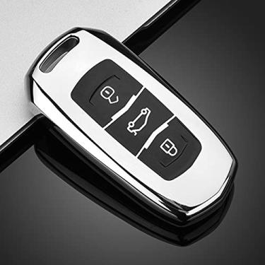 Imagem de YJADHU TPU Car Key Case Car Smart Key Case Porta-chaves, apto para Geely Atlas Boyue NL3 EX7 Emgrand X7 EmgrarandX7 SUV GT GC9 Borui, A, prata