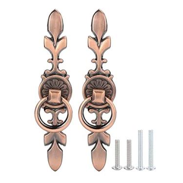 Imagem de 2 pcs estilo europeu armário retro alavango casa guarda-roupa gaveta armário porta puxar móveis punho YYDFPIIA (Color : Red Bronze)