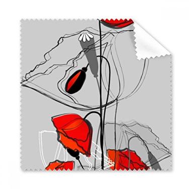 Imagem de Pano de limpeza de milho com flores vermelhas, arte abstrata, 5 peças