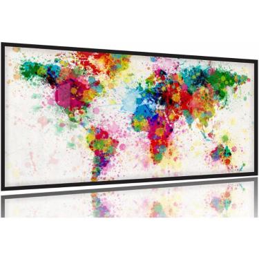 Imagem de Quadro Mapa Mundi Colorido Decorativo130x60 Moldura Preta 2x2